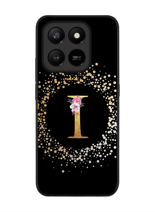 For Honor X7d 4G / X7d 5G / 400 Smart Case,Slim fit Camera Protection, Shockproof Thin Phone cover  - Custom Monogram Floral - I ( Black )